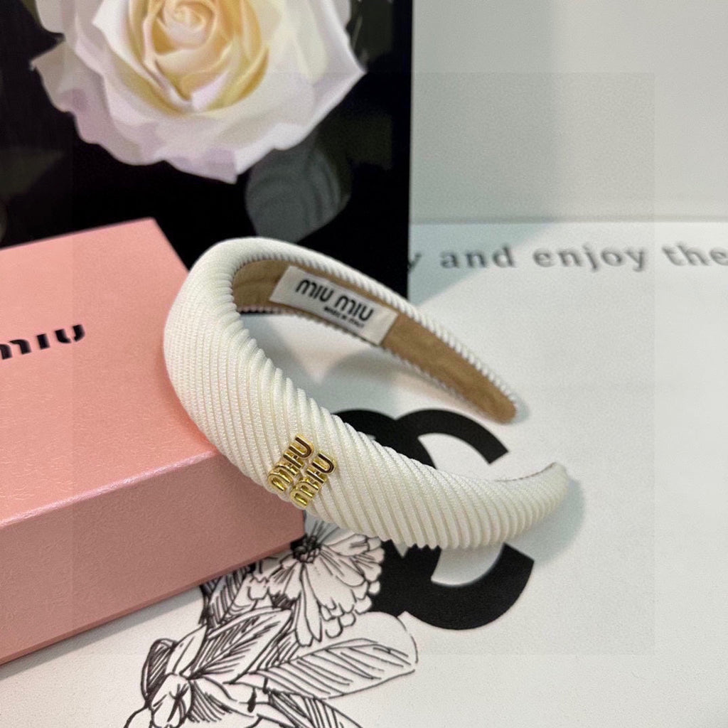 THICK HEADBAND IN WHITE CORDUROY 412477