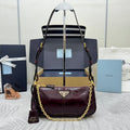 PRADA 25S RE-EDITION 2002 MEDIUM SHOULDER BAG 26 IN BURGUNDY CALFSKIN GOLD HARDWRE
